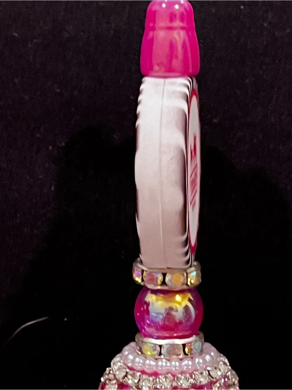Designer inspired Pink Heart Logo silicone focal fancy beaded pen